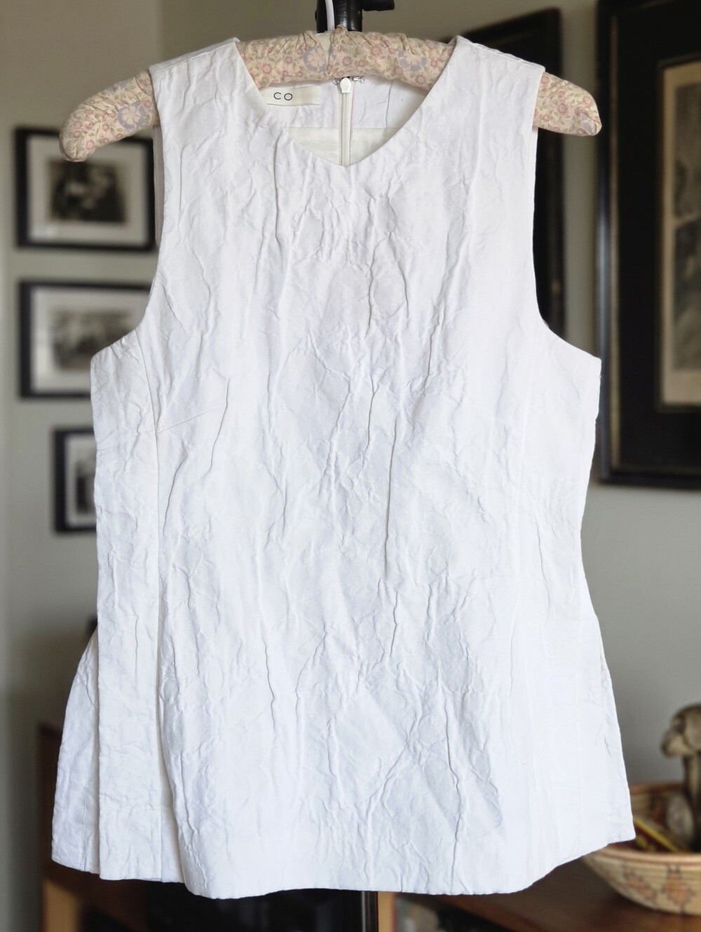 CO White Sleeveless Crinkle Top - Contemporary Minimalist